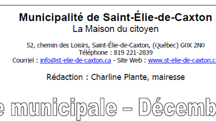 Infolettre décembre 2024