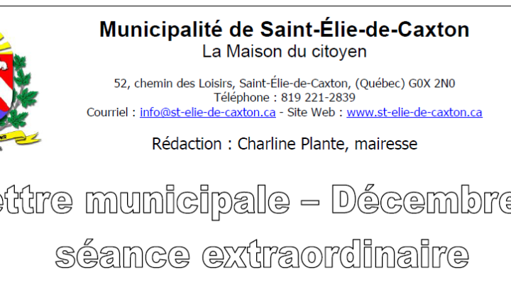 Infolettre séance extraordinaire Décembre 2024