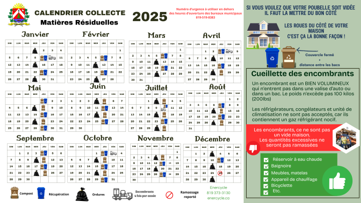 Le calendrier de collectes est disponible en ligne