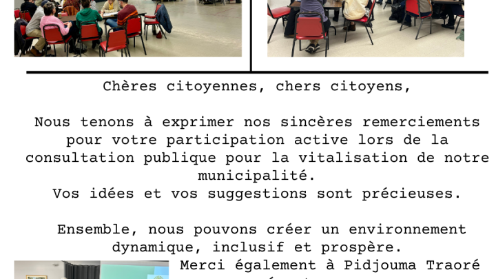 Remerciement à la population