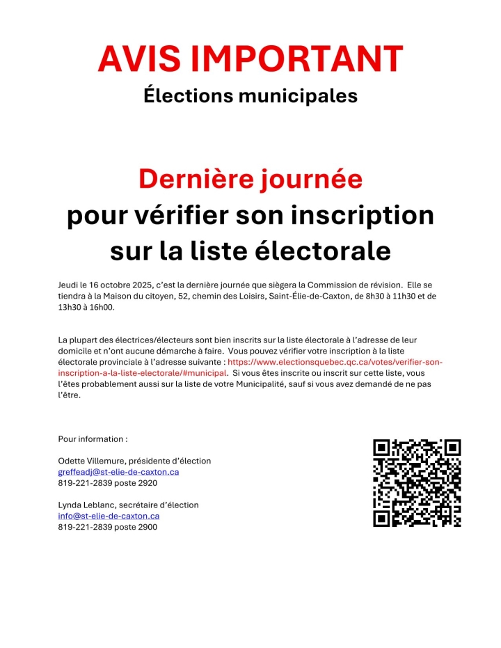 Dernière journée pour vérifier son inscription sur la liste électorale