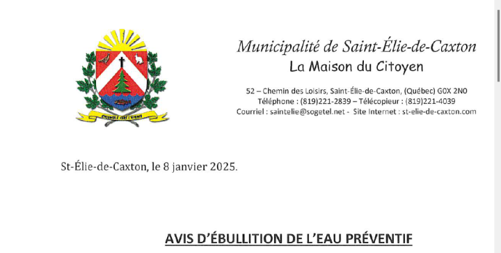 Avis d'ébullition de l'eau préventif